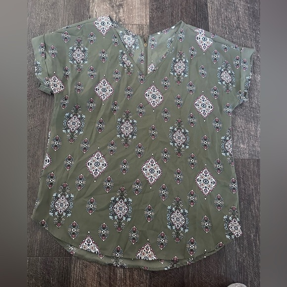 Tops - Olive Green Patterned Women's Top